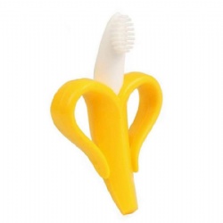 Wholesale fruit silicone banana teether baby toothbrush teething Non-Toxic baby teething toy silicone baby teether